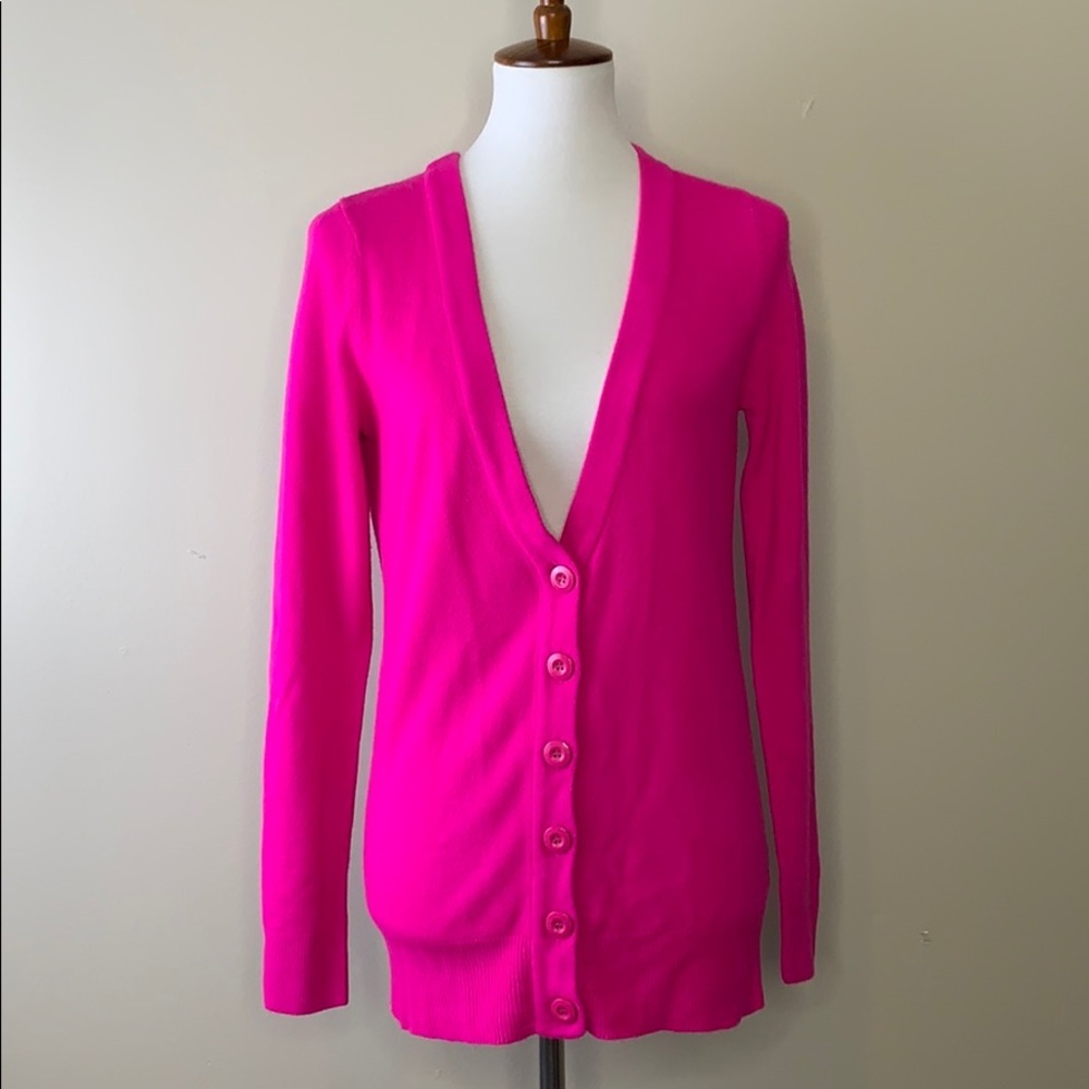 FOREVER 21 Pink Plunge Button Closure Cardigan M